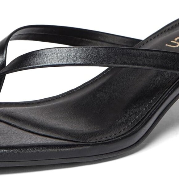 Women's Faux Leather Kitten Heel Sandals 2 Inch Square Toe Slip On Flip Flop - Picture 1 of 9